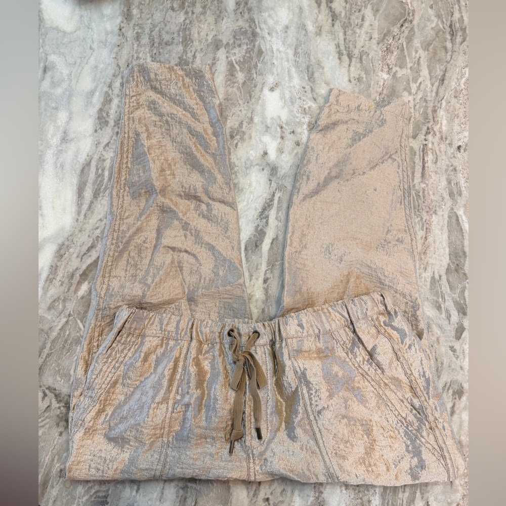 J. Crew Metallic Beige Drawstring Pants